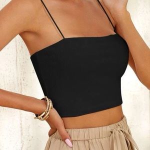 BLACK CROP CAMI | XS